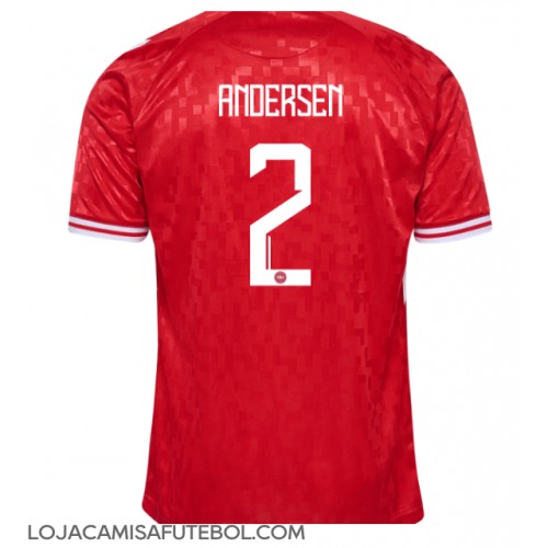 Camisa de Futebol Dinamarca Joachim Andersen #2 Equipamento Principal Europeu 2024 Manga Curta